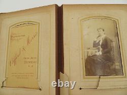 Antique Leather Photo Album 24 Portrait Photos Dunedin Christchurch New Zealand