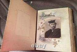 Antique Leather Photo Album 39 Photos, Glasgow, Dunedin, Christchurch New Zealand