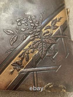 Antique Leather Photo Album 39 Photos, Glasgow, Dunedin, Christchurch New Zealand