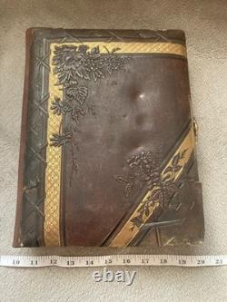 Antique Leather Photo Album 39 Photos, Glasgow, Dunedin, Christchurch New Zealand