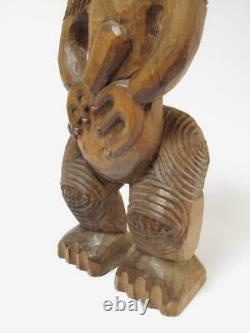 Antique Maori Tekoteko Ancestral Figure Handcarved Wooden Sculpture New Zealand