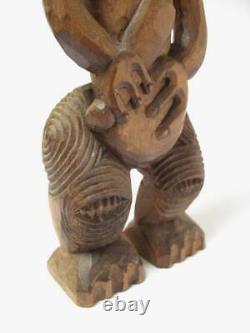 Antique Maori Tekoteko Ancestral Figure Handcarved Wooden Sculpture New Zealand
