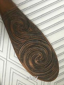 Antique New Zealand Maori PATAU War Battle Clubs-Hand Carved Paddles 1920 Mere