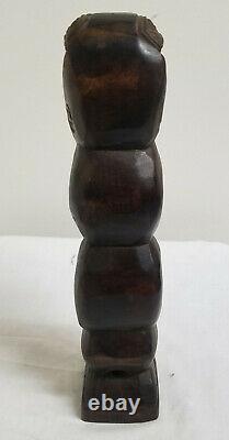 Antique South Pacific Carved Maori New Zealand Wood Totem 1969 Figure Tiki