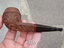 Antique c1900 New Zealand Maori Chief Carved Smoking Pipe ESTATE FIND
