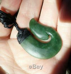 Arapo Whata Nz Greenstone Pounamu Nephrite Jade Small Bound Maori Hei Matau Hook