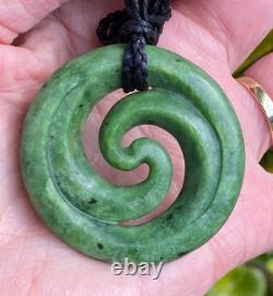 Arapo Whata Nz Kokopu Pounamu Greenstone Jade Maori Spiral Koru Necklace