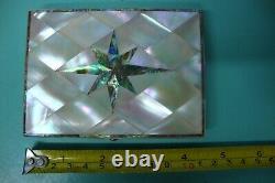Art Deco Antique MOP Mother of pearl Paua shell inlay card Case purse holder