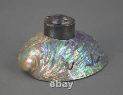 Ataahua New Zealand Vintage Sterling Silver And Paua Shell Inkwell