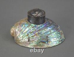 Ataahua New Zealand Vintage Sterling Silver And Paua Shell Inkwell