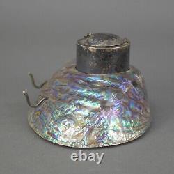 Ataahua New Zealand Vintage Sterling Silver And Paua Shell Inkwell