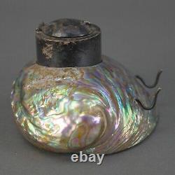 Ataahua New Zealand Vintage Sterling Silver And Paua Shell Inkwell