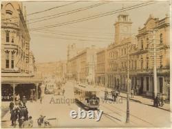 Auckland New Zealand trolley street view antique 1890s photo