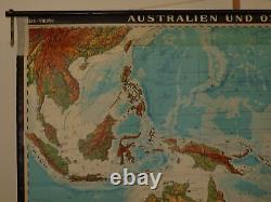 Australia Oceania Thailand Indonesia New Zealand 1973 Schul-Wandkarte 200x159