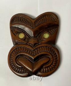 Authentic Maori Matai Wood Face Carving Auckland New Zealand Moko