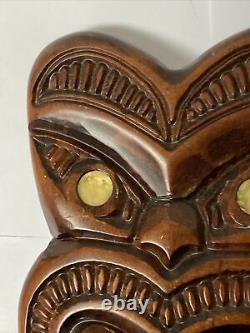 Authentic Maori Matai Wood Face Carving Auckland New Zealand Moko