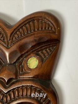 Authentic Maori Matai Wood Face Carving Auckland New Zealand Moko