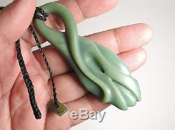 BLUE INANGA Jade Maori Pounamu Greenstone NEPHRITE IntricatelyCarved POD/TENDRIL