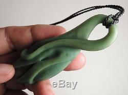 BLUE INANGA Jade Maori Pounamu Greenstone NEPHRITE IntricatelyCarved POD/TENDRIL