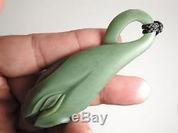 BLUE INANGA Jade Maori Pounamu Greenstone NEPHRITE IntricatelyCarved POD/TENDRIL