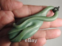 BLUE INANGA Jade Maori Pounamu Greenstone NEPHRITE IntricatelyCarved POD/TENDRIL