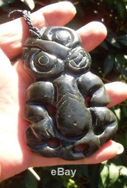 Big NZ Hei Tiki New Zealand Maori Greenstone Canadian Jade Pounamu