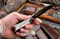 CFK Handmade 154CM Custom BEAR Scrimshaw New Zealand Red Stag Antler Small Knife