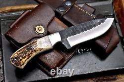 CFK Handmade 154CM Custom DEER Scrimshaw New Zealand Red Stag Antler Blade Knife
