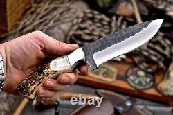 CFK Handmade 154CM Custom DEER Scrimshaw New Zealand Red Stag Antler Blade Knife