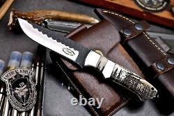 CFK Handmade 154CM Custom FOREST MOON Scrimshaw New Zealand Red Stag Blade Knife