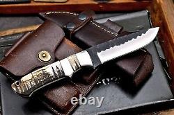 CFK Handmade 154CM Custom FOREST MOON Scrimshaw New Zealand Red Stag Blade Knife