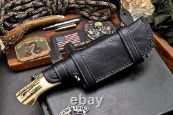 CFK Handmade AUS-8 Custom Vintage New Zealand Red Stag Antler Hunting Knife Set