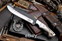 CFK Handmade D2 Custom New Zealand Red Stag Antler Hunting Skinner Sport Knife