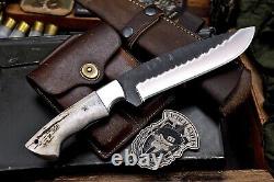 CFK Handmade D2 Custom New Zealand Red Stag Antler Hunting Skinner Sport Knife