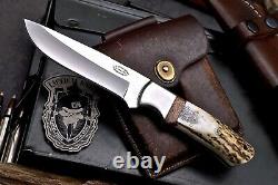 CFK Handmade D2 Custom New Zealand Red Stag Rosewood Hunting Skinner Knife