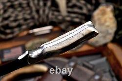 CFK Handmade D2 Custom WOLF Scrimshaw New Zealand Red Stag Antler Hunting Knife