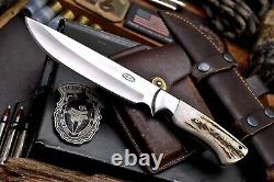 CFK Handmade DC53 Custom New Zealand Red Stag Antler Hunting Skinner Knife