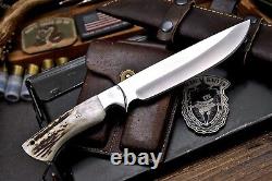 CFK Handmade DC53 Custom New Zealand Red Stag Antler Hunting Skinner Knife