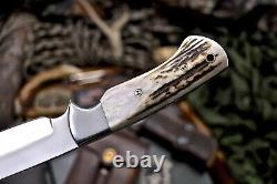 CFK Handmade DC53 Custom New Zealand Red Stag Antler Hunting Skinner Knife