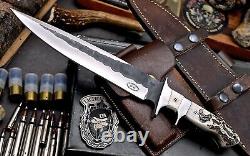 CFK Handmade DC53 Custom SKULL Scrimshaw New Zealand Stag Antler Sub Hilt Knife