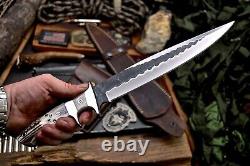 CFK Handmade DC53 DEER TRACKS Scrimshaw New Zealand Stag Antler Sub Hilt Knife