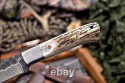 CFK Handmade Hammered D2 Custom New Zealand Red Stag Antler Large Hunting Knife