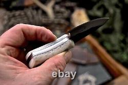 CFK Handmade VG10 Custom BEAR Scrimshaw New Zealand Red Stag Knife Mini Knife