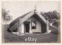 C. 1880's PHOTO NEW ZEALAND CARVED MAORI HOUSE VALENTINE