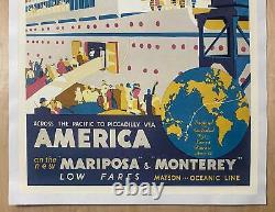 C. 1932 Matson Line England In 28 Days From Australia New Zealand Poster Brindle