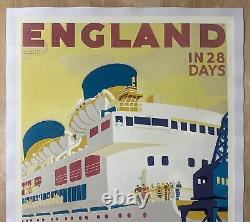 C. 1932 Matson Line England In 28 Days From Australia New Zealand Poster Brindle