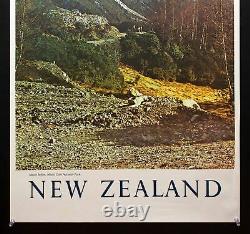 C. 1959 New Zealand Mount Sefton Mount Cook National Park Travel Poster Vintage