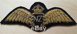 C. Ww2 Royal New Zealand Air Force Bullion Woven Pilot Qualification Wings Badge