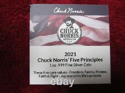 Chuck Norris 5-Principles Collectable Coin 1 Troy Ounce. 999 Fine Silver Coin