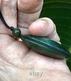 Collectible Nz Maori Chatoyant Flawless Pounamu Greenstone Nephrite Jade Pendant